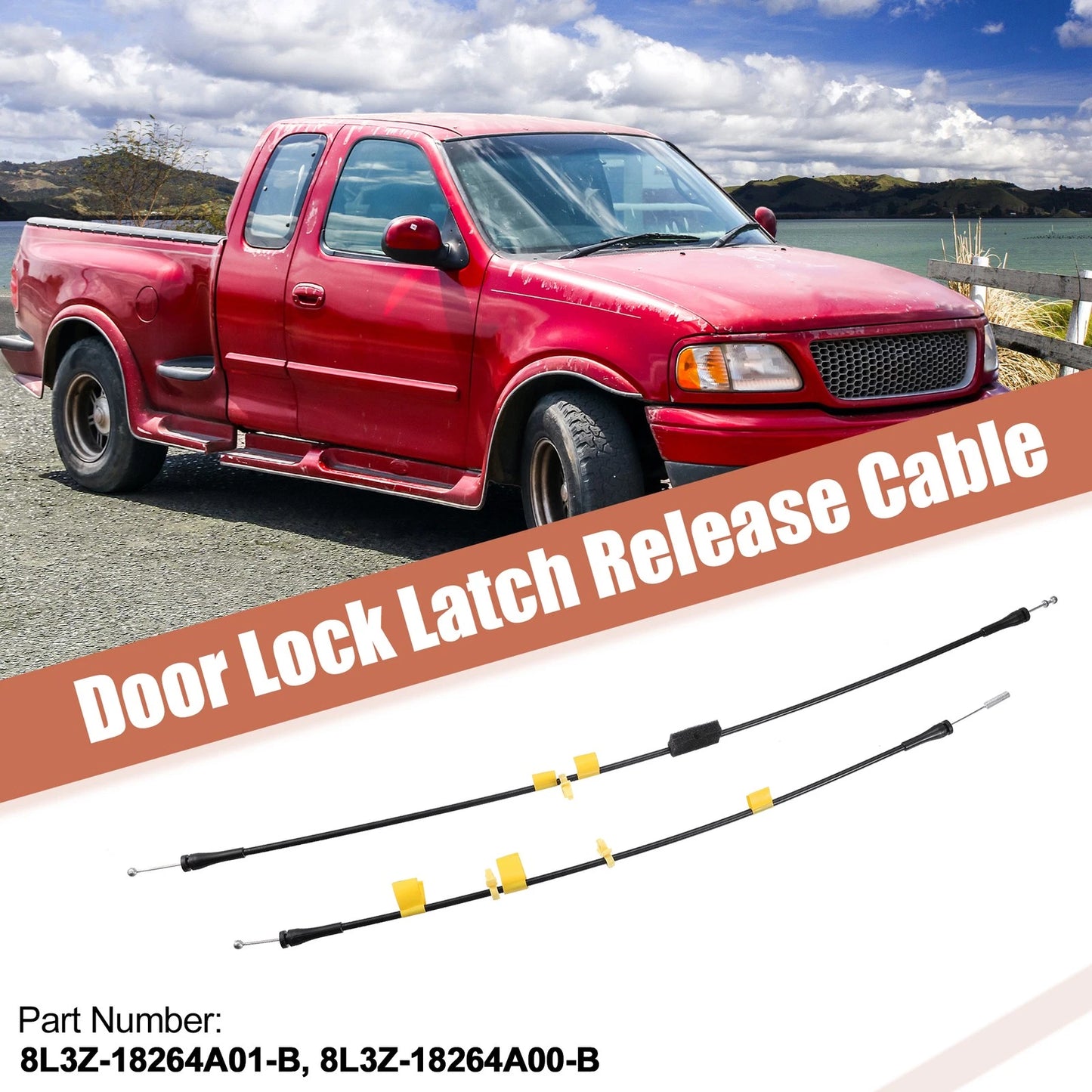 2 x Rear Upper Door Latch Release Cables for Ford F150 (2004-2008)