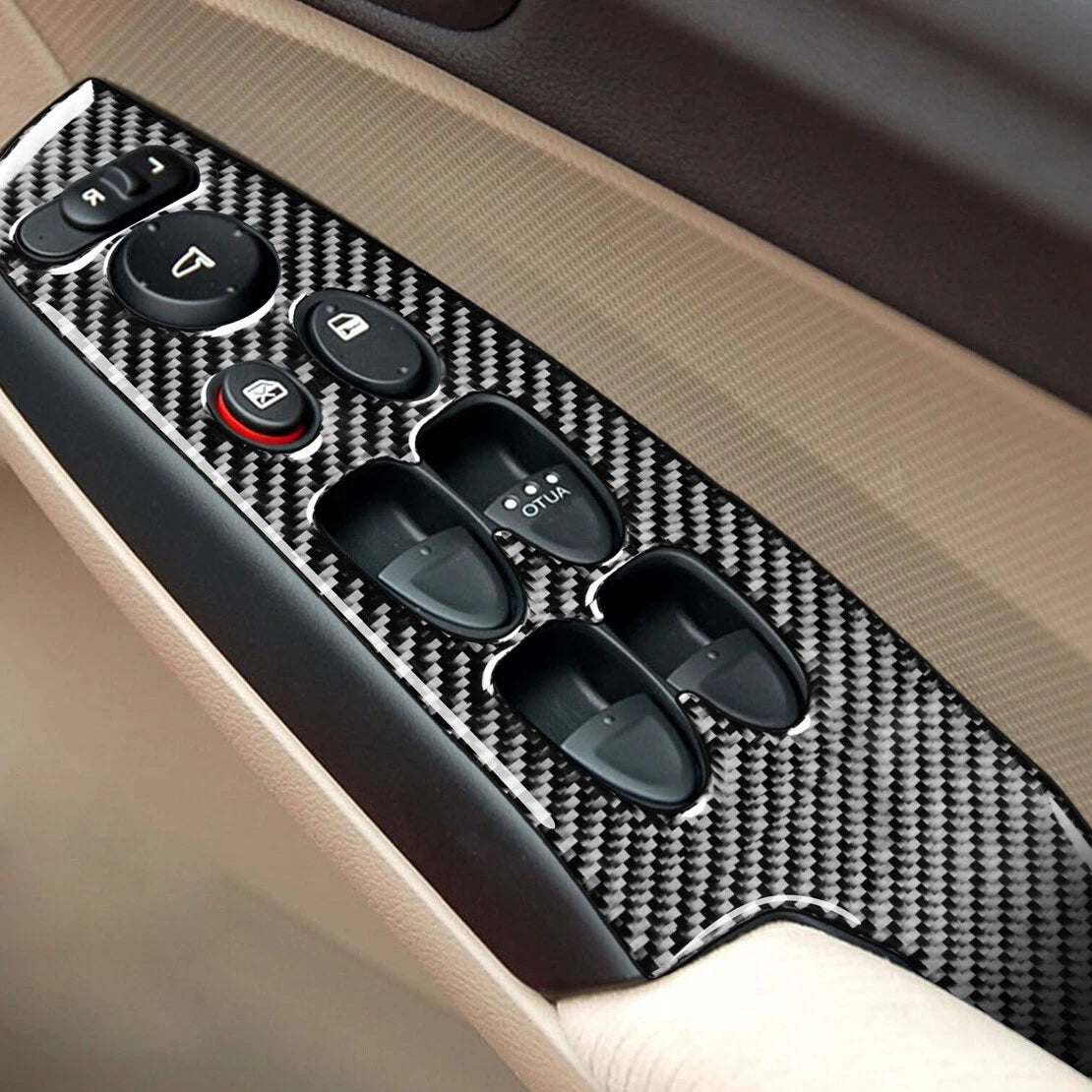 Carbon Fiber Window Switch Panel Trim Cover for Honda Civic (2006-2011)