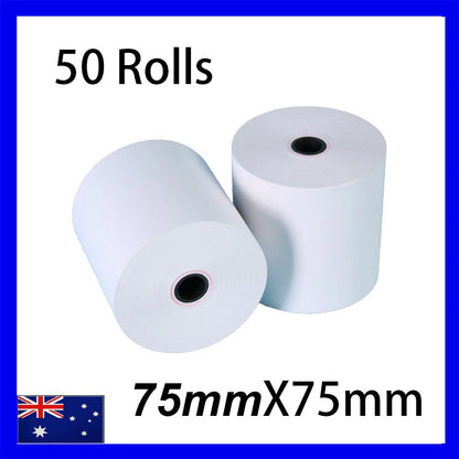 50 x 75x75mm 1 Ply White Bond Paper Rolls for Cash Register Receipts