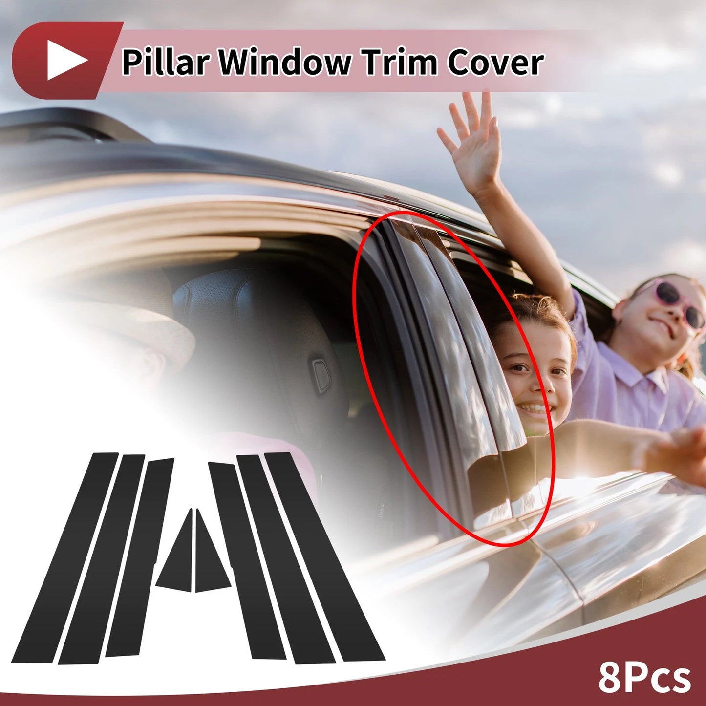 8 Pcs Car Door Pillar Window Trim for Subaru Forester (2009-2012) Black