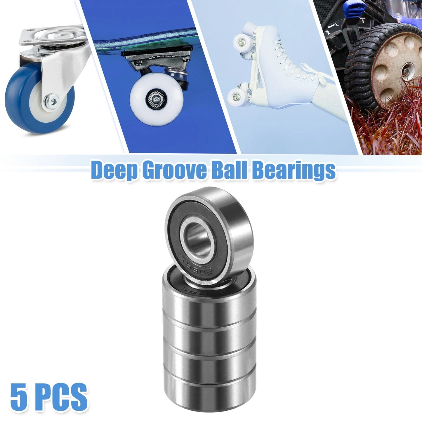 5 x 6x17x6mm Double Rubber Sealed Auto Deep Groove Ball Bearings
