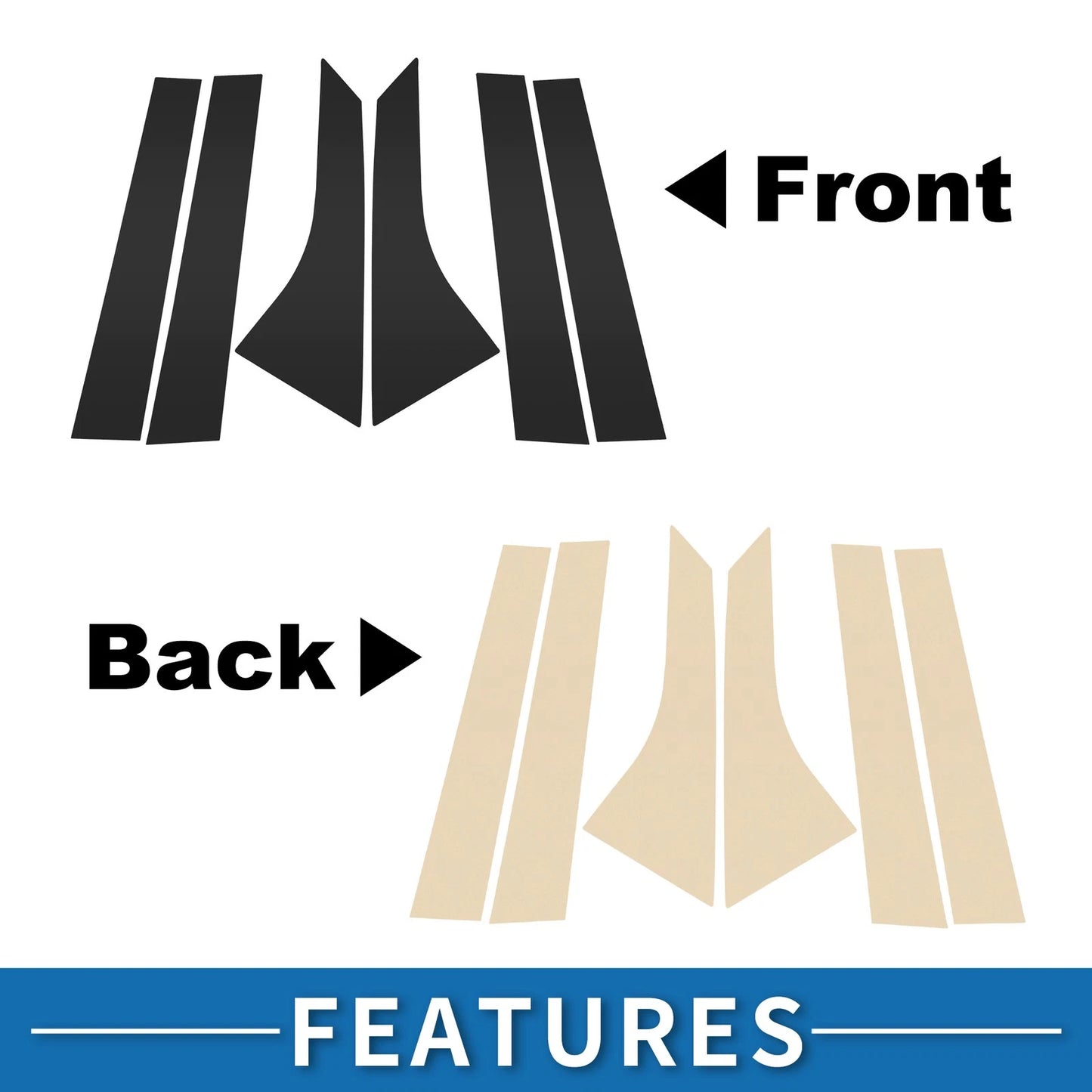 6pcs Door Pillar Window Trim for Ford Focus (2000-2007) Black