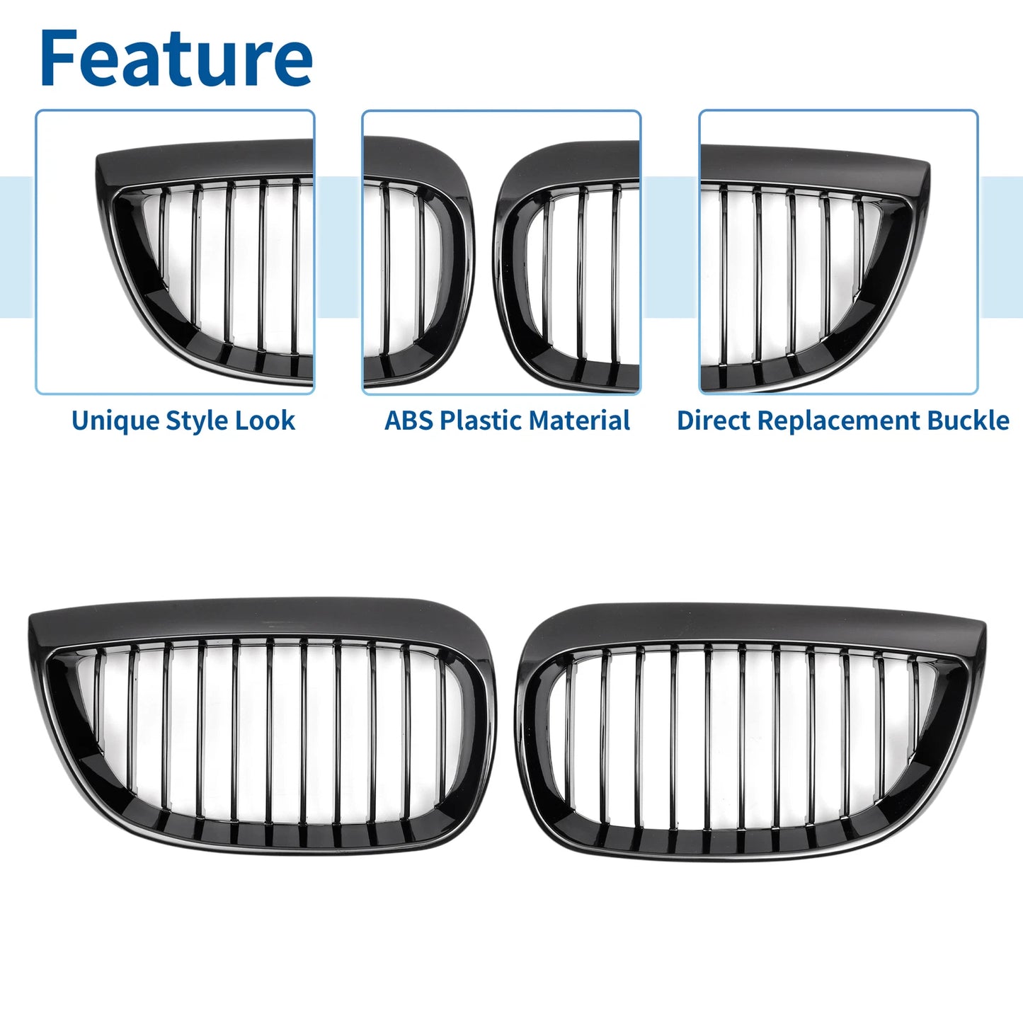 Front Upper Bumper Grille for BMW 1 Series E87 (2003-2007) Gloss Black