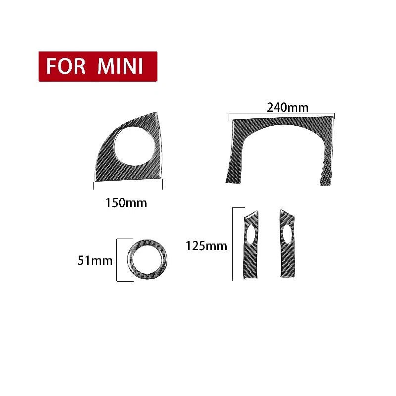 Carbon Fiber Dashboard Steering Wheel Cover Trim for Mini Cooper 2002-2004
