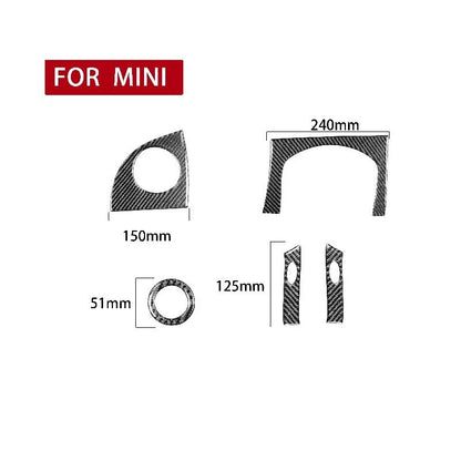 Carbon Fiber Dashboard Steering Wheel Cover Trim for Mini Cooper 2002-2004