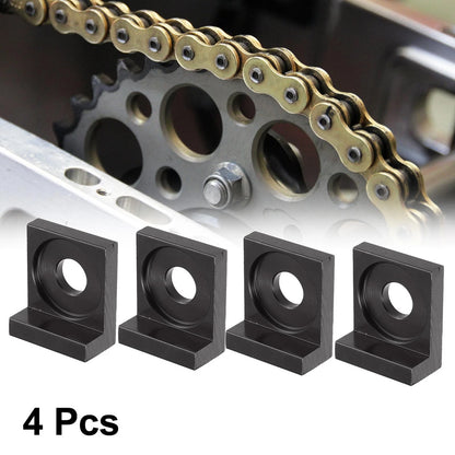 4pcs 12mm Dia Hole Chain Adjuster Block Tensioners Black Metal for Motorcycle