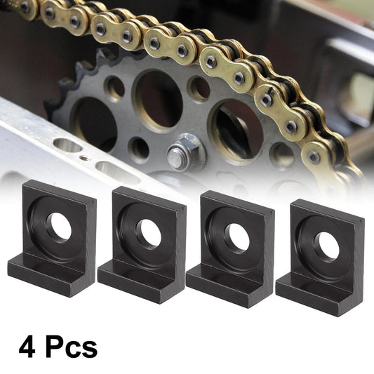 4pcs 12mm Dia Hole Chain Adjuster Block Tensioners Black Metal for Motorcycle