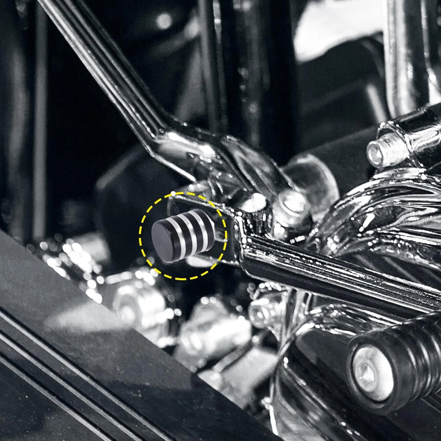 Heel Shift Shaft Cap for Harley-Davidson Black Silver Tone