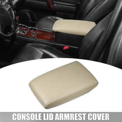 Center Console Lid Armrest Cover Leather Beige for Toyota Highlander
