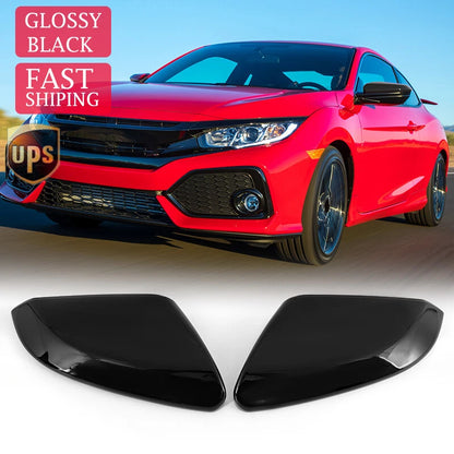 L+R Gloss Black Rearview Side Mirror Cover Caps for Honda 10th Civic (2016-2021)