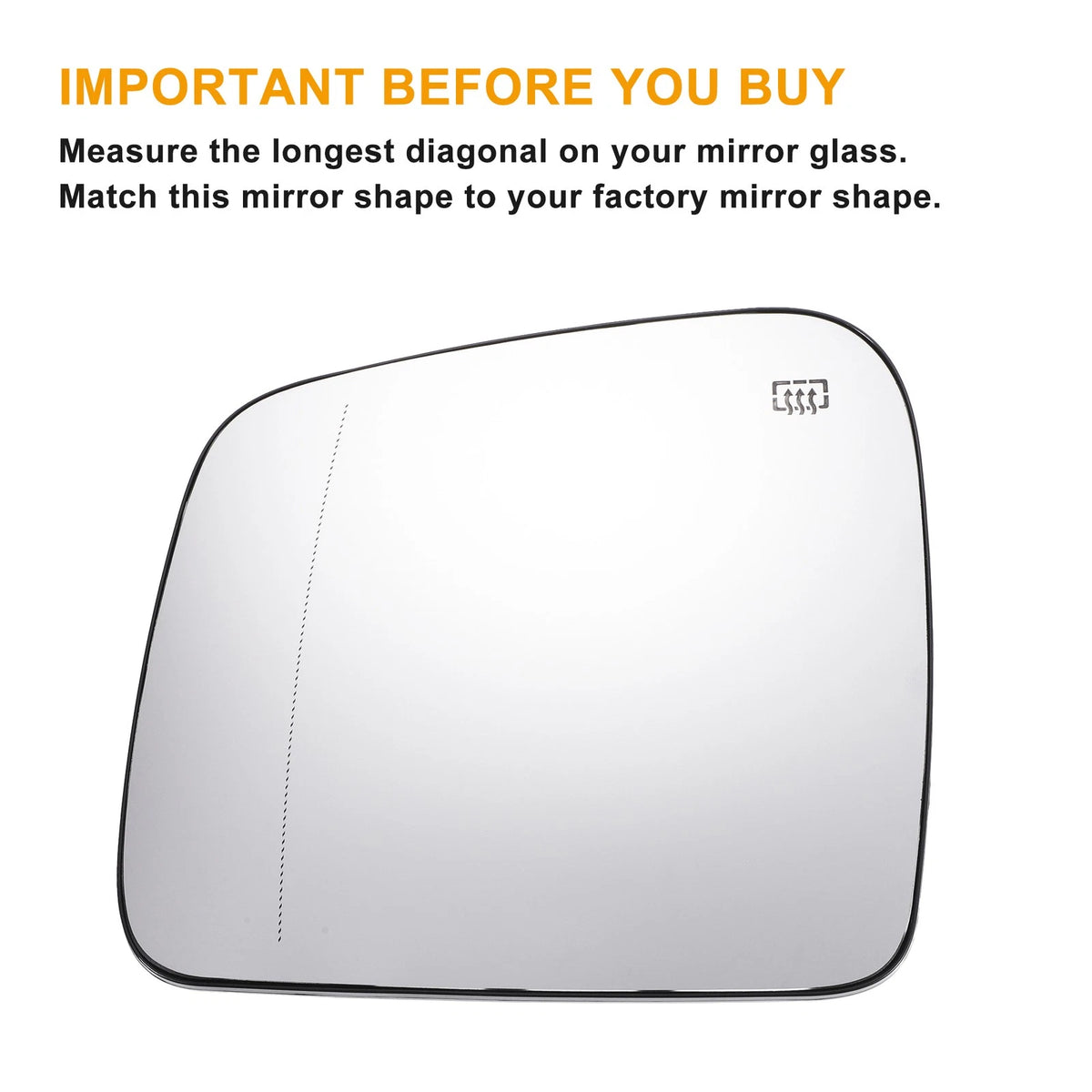 Left White Mirror Glass w/ Back Heated for Jeep Grand Cherokee, Dodge (2011-2021)