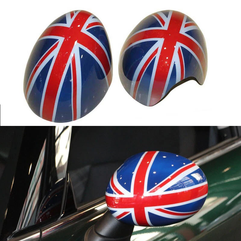 Pair Union Jack England Side View Mirror Cover Cap fit For MINI Cooper F56 F55