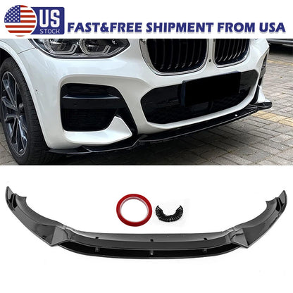 Gloss Black Front Bumper Lip Lower Splitter for 2018-2021 BMW X3 G01