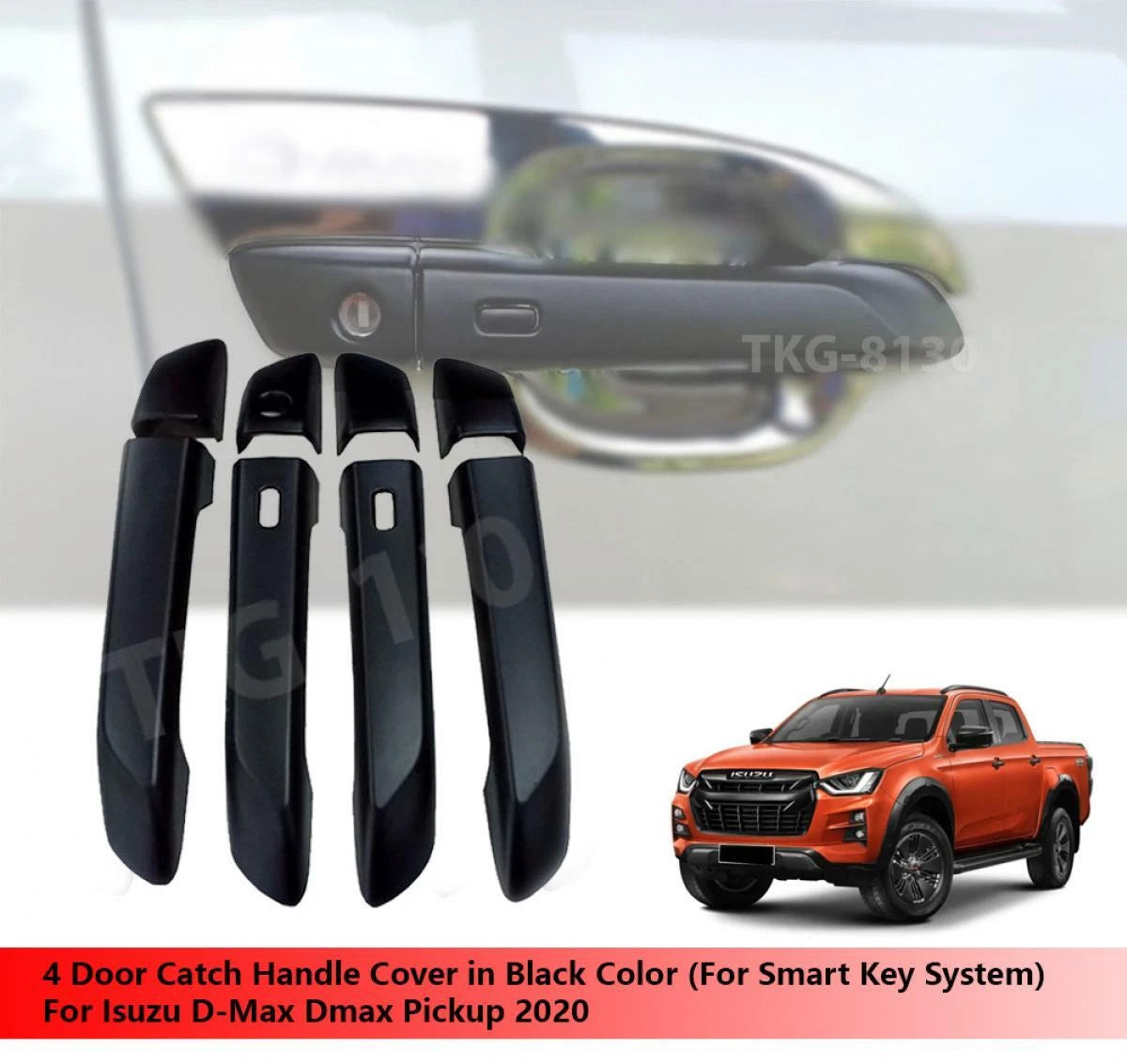 Black Door Catch Handle Cover Trim for Isuzu D-Max (2020)