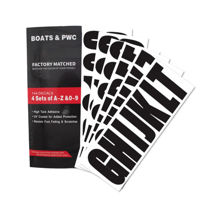 Custom Boat Registration Numbers Decals A-Z & 0-9 for All Boats