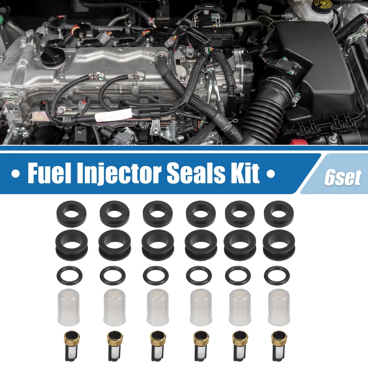 6 x Fuel Injector O Rings Seals with Micro Filters for Toyota 4Runner, Pickup