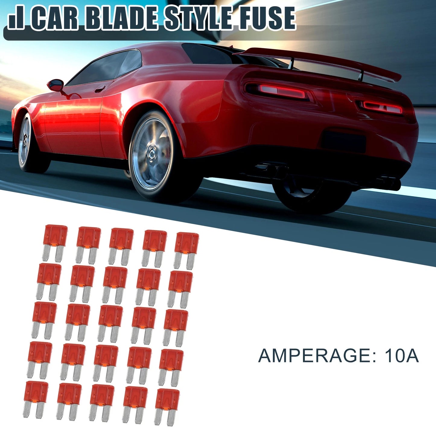 25pcs 10A Car Mini Blade Fuses for Boat Truck RV Camper Motorcycle