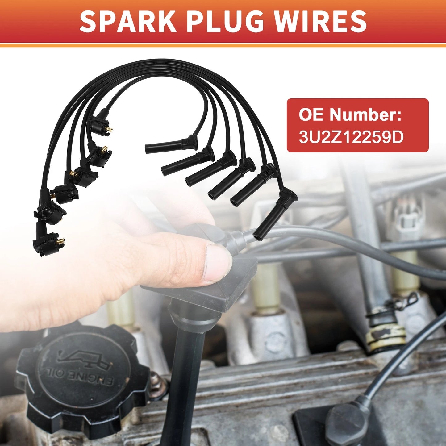 6 Pcs Spark Plug Wire Ignition Coil Cables for Ford Explorer (2004-2010)