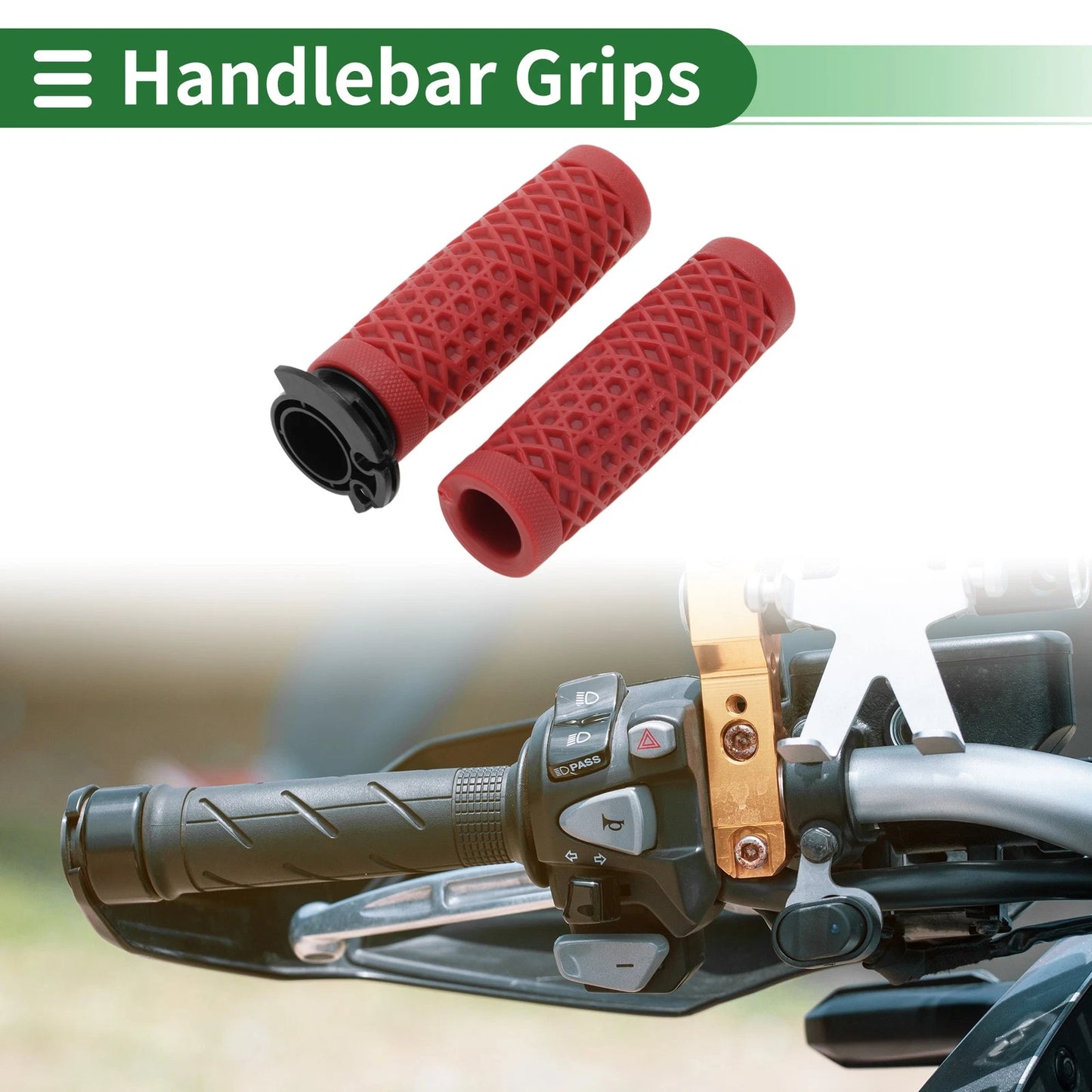 22mm Motorcycle Hand Grips Cover Kit Handlebar Cover TPU Dark Red