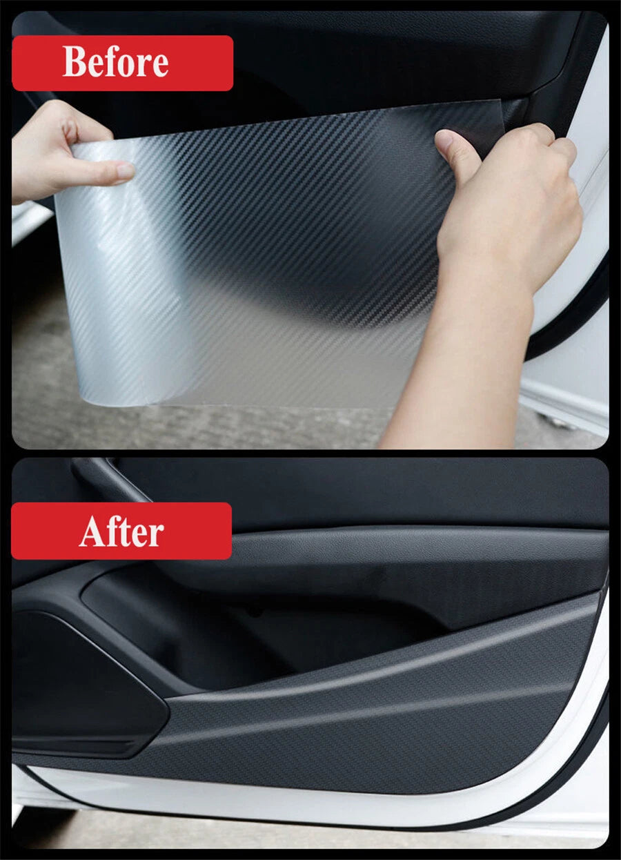 Clear Protective Film Sticker Guard for Car Door Sill, Mirror, Bumper - Carbon Fiber