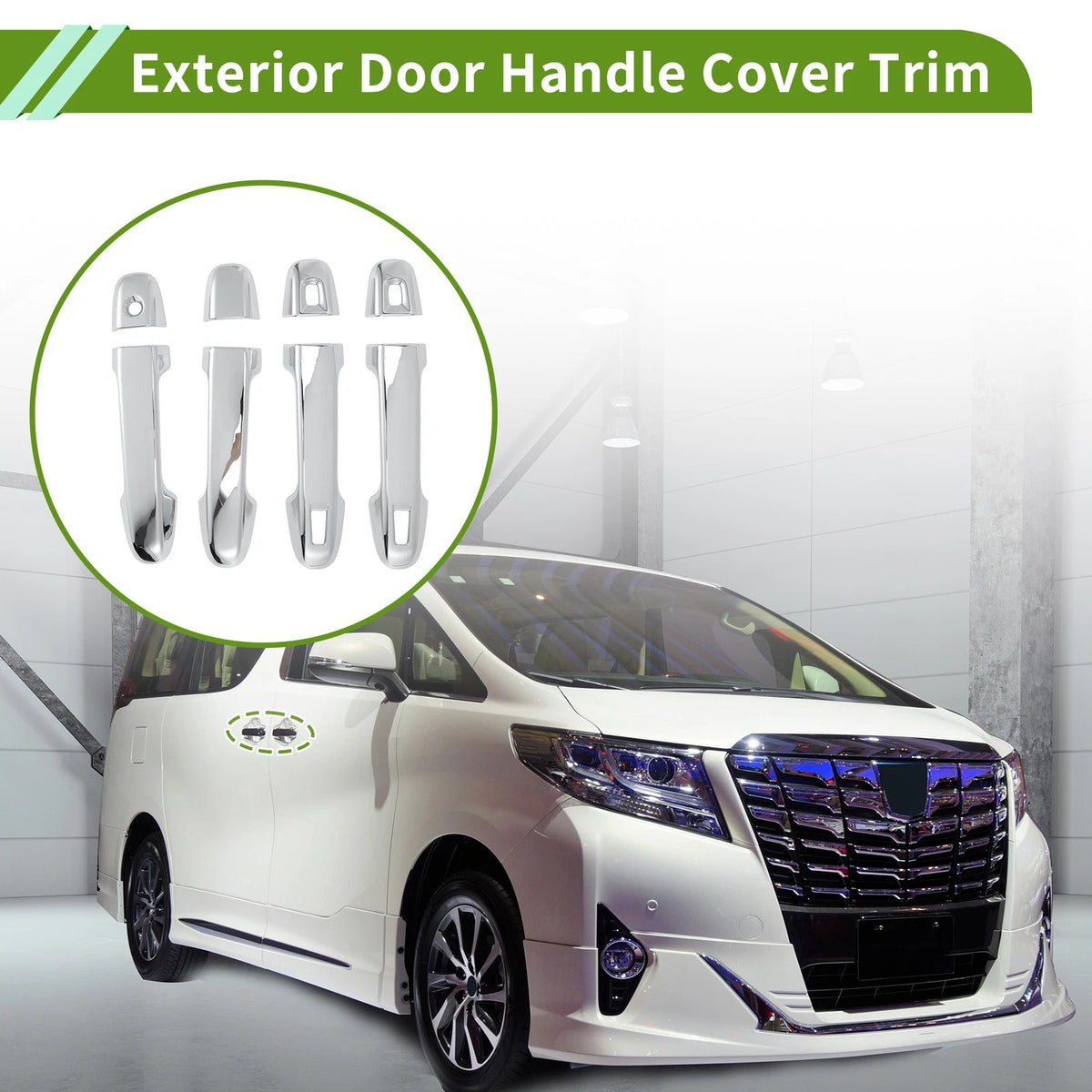 Silver Exterior Door Handle Cover Trim for Toyota Alphard (2015-2021)