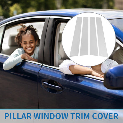 4 Pcs Door Pillar Window Trim for Kia Soul (2011-2013) Chrome Silver Tone