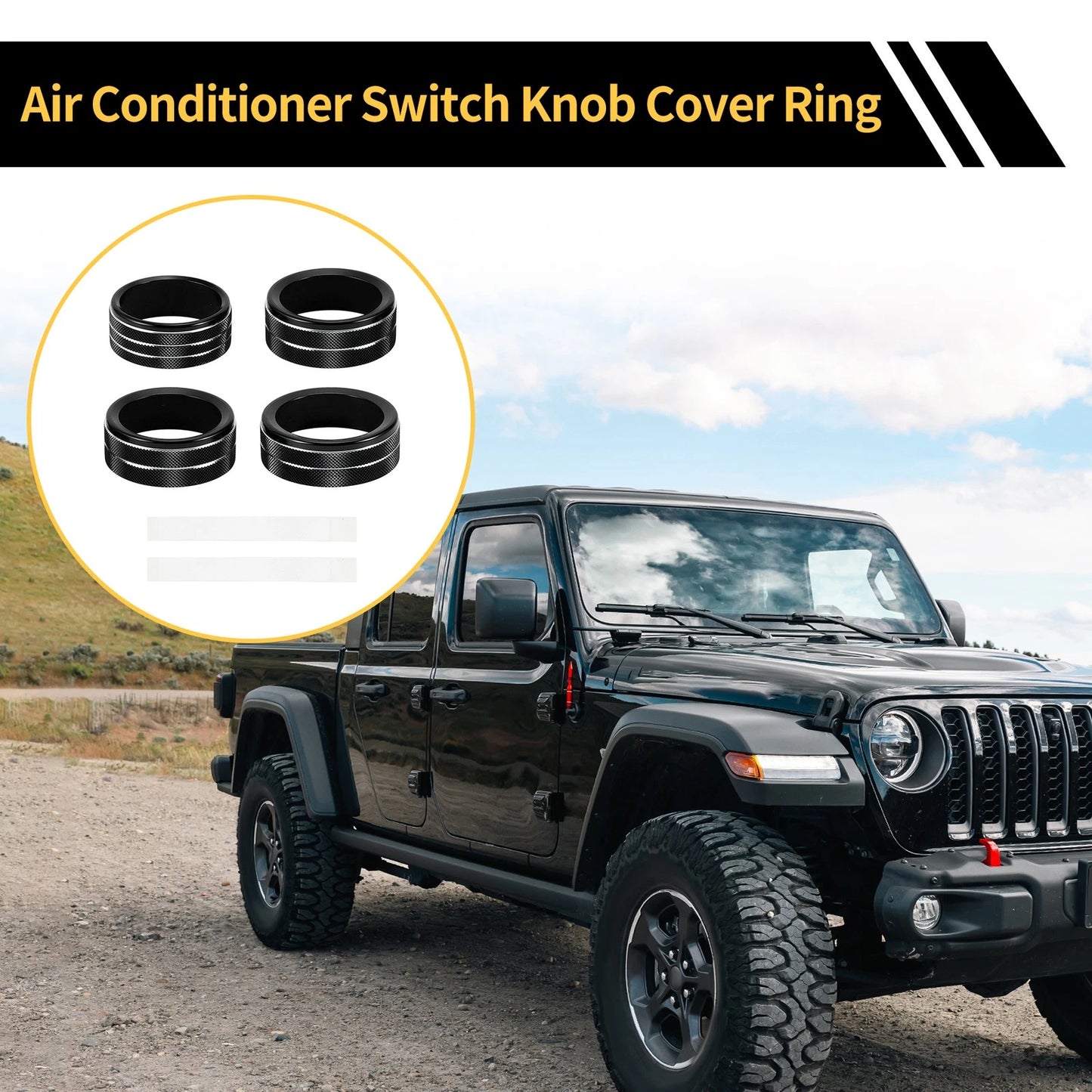 AC Headlight Switch Knob Cover Ring for Jeep Gladiator JT (2018-2021) Black