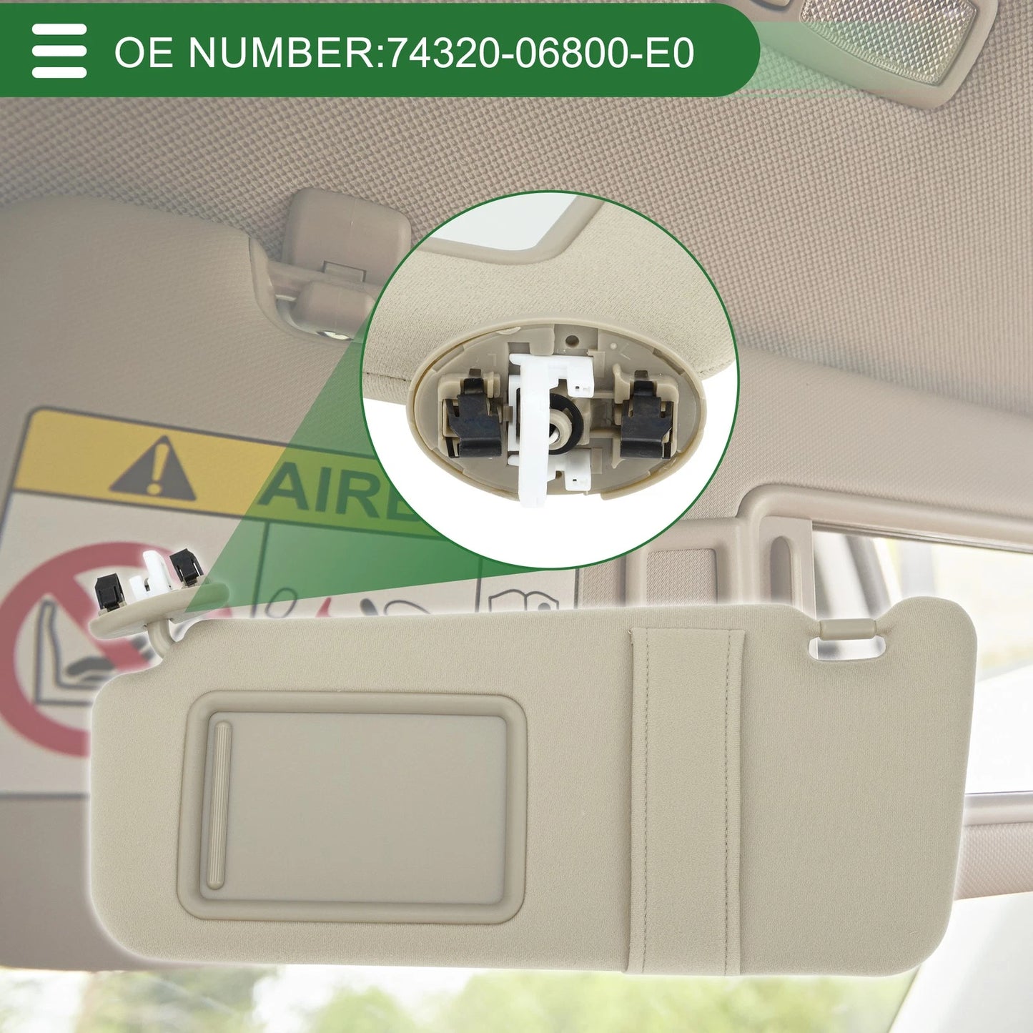 Left Driver Side Sun Visor for Toyota Camry (2007–2011)