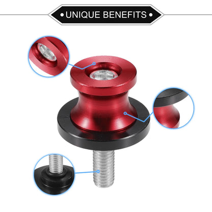 1 Pair Motorbike Swingarm Spools 8mm CNC Swing Arm Spools Slider Stand Red