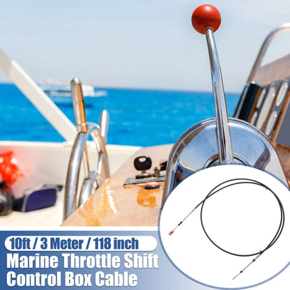 2 x Marine Throttle Shift Control Box Cable with Clevis Black for Marine Engine