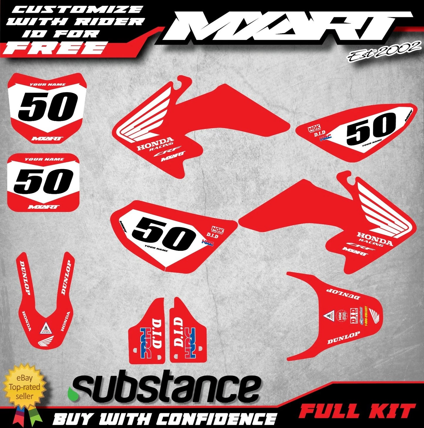 Custom Graphics Kit Presto Style for Honda CRF 50 (2004-2023)