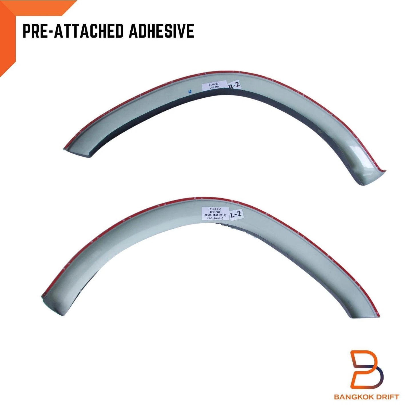 Front Set Slim Matte Black Fender Flares for Toyota Hilux Revo (2015-2020)