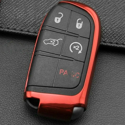 Red TPU Remote Key Shell Cover for Jeep Compass Renegade (2017-2023)