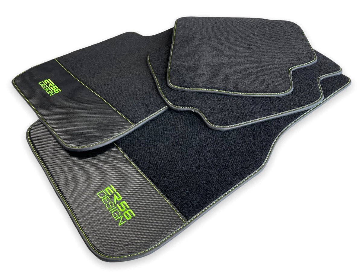 Floor Mats for BMW X5 E70 - Carbon Fiber Leather Design Green (2007-2013)