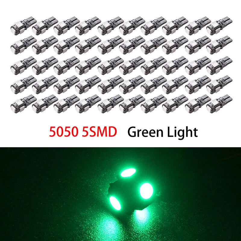 50Pcs T10 Wedge 5-SMD 5050 LED Light Bulbs for Various Makes & Models