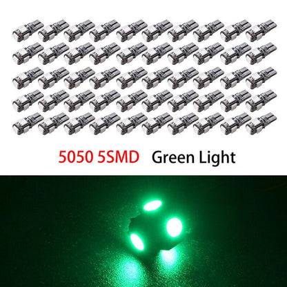 50Pcs T10 Wedge 5-SMD 5050 LED Light Bulbs for Various Makes & Models
