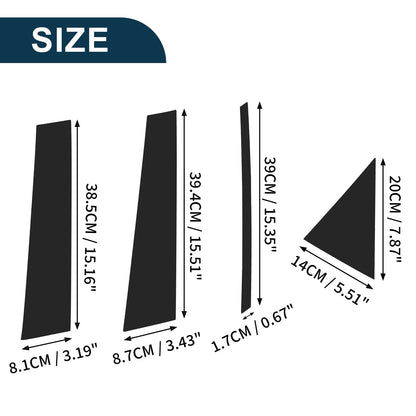 8 Pcs Door Pillar Window Trim for Toyota BZ4X (2022-2023) Black