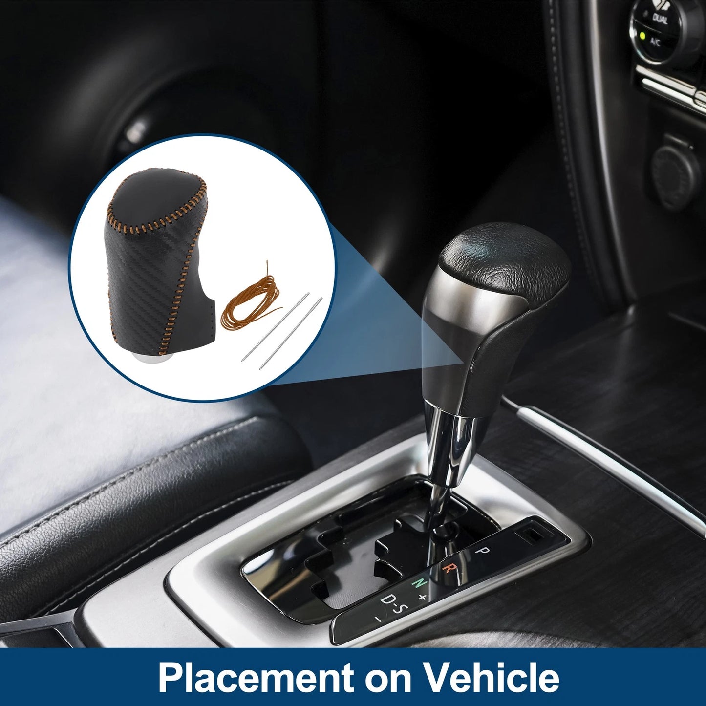Gear Shift Knob Cover for Chevrolet Equinox Black Carbon Fiber Brown