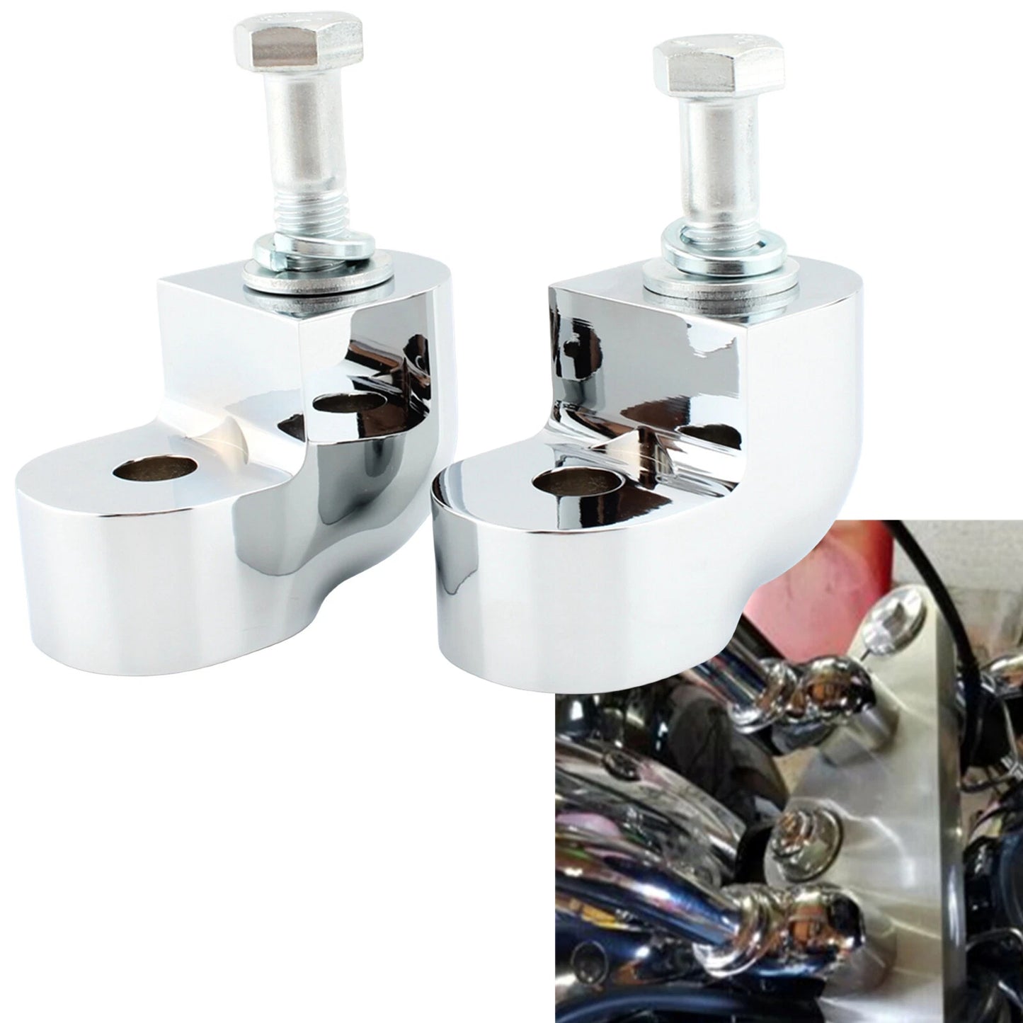 Chrome Handlebar Riser Clamp Kit for Honda VTX1300C (2004-2009)