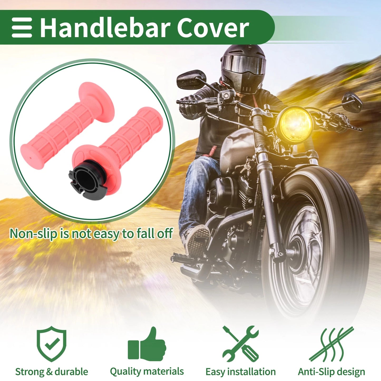 7/8" 22mm Hand Grips Cover Kit for Motorcycle Pink