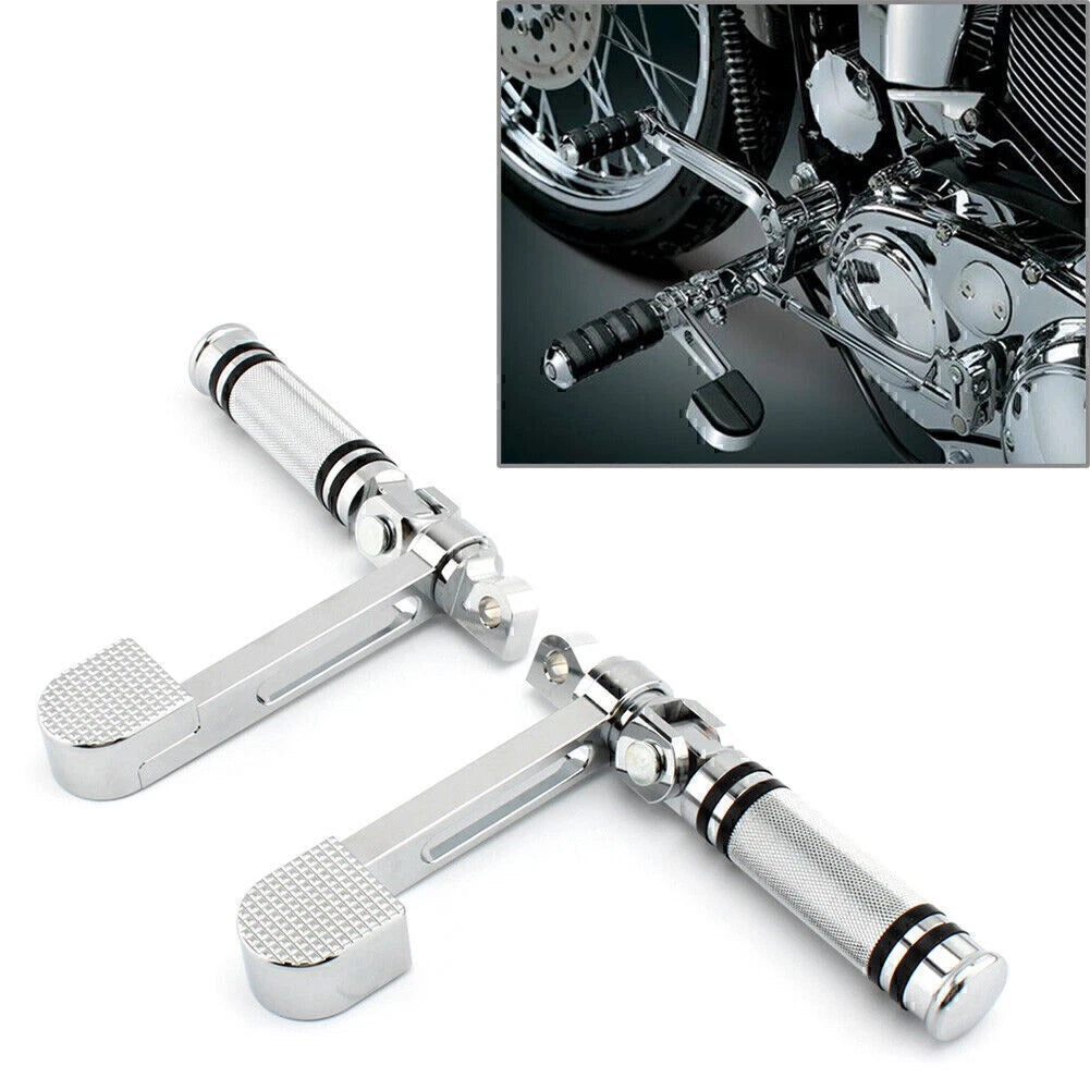 Chrome Stirrup Heel Foot Rest Pegs for Harley Sportster XL 883 1200 (2004-2023)