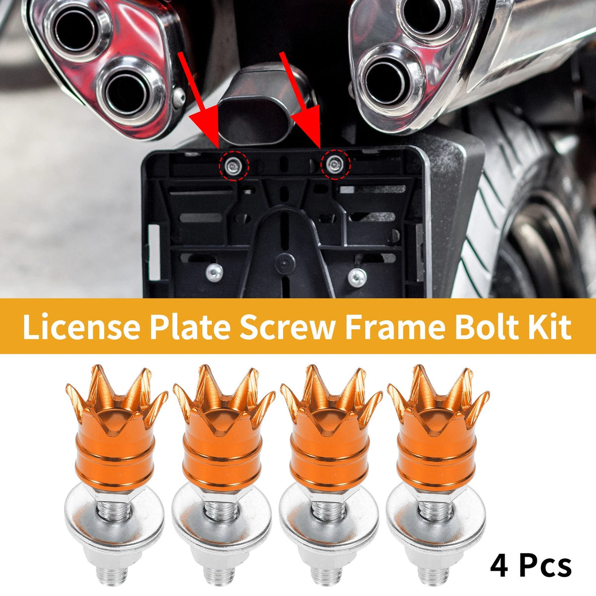 License Plate Screws Cover / M6 40mm 4Pcs for Universal Motorcycle