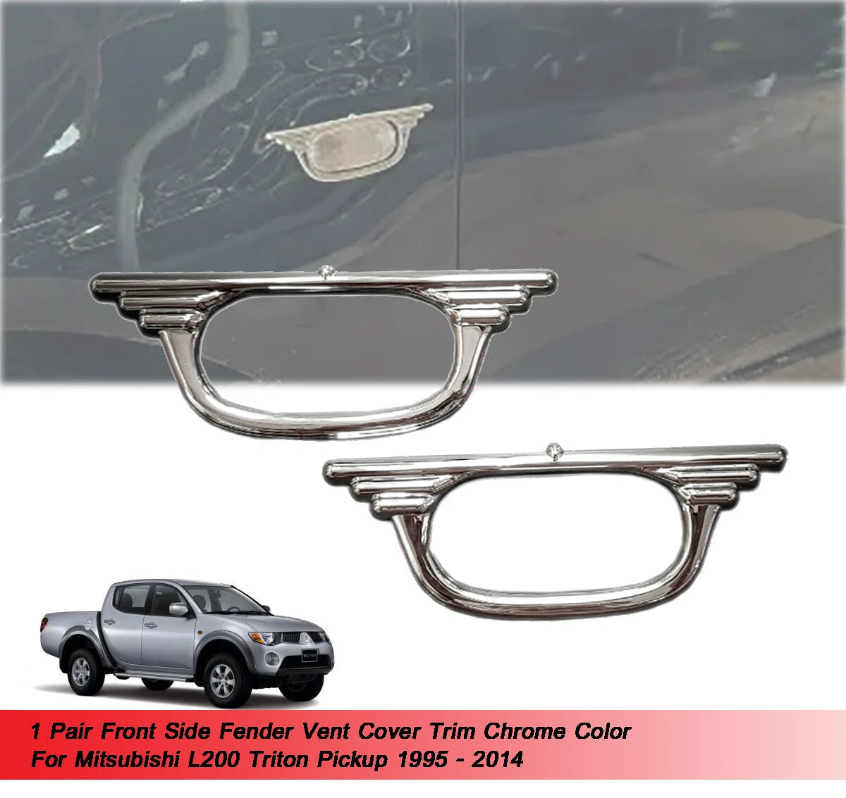 Chrome Side Fender Vent Cover for Mitsubishi L200 Triton (1995-2014)