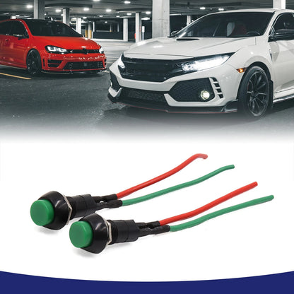 Round Wired Momentary Push Button Switch 12V–24V 2 x for Car Motorcycle