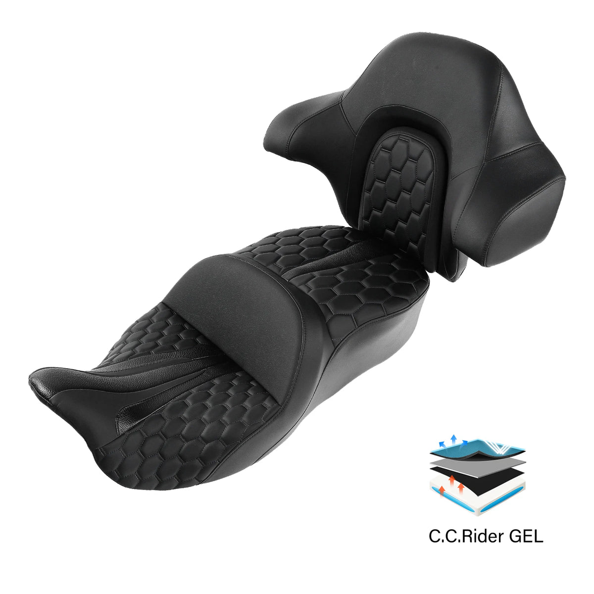 Driver Passenger Gel Seat Backrest for Harley CVO Street Road Glide (2014-2023)