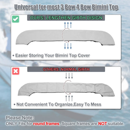 Storage Boot 73-78"W for Boat Bimini Top Light Gray Marine Grade Polyester Sock