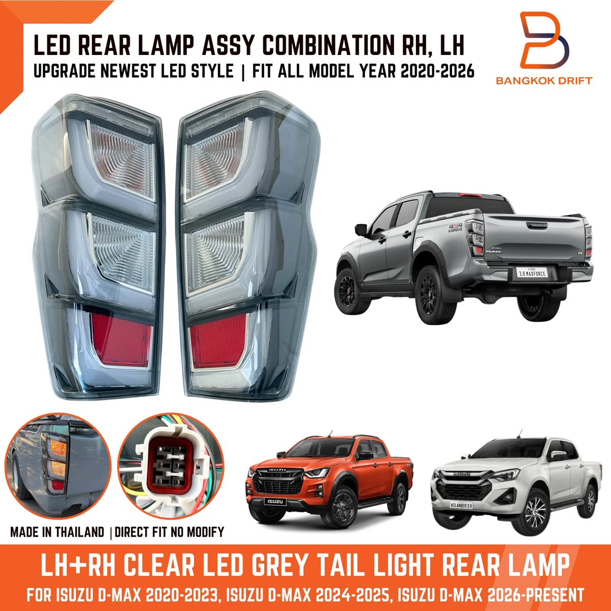 LED Tail Lamp Rear Light Clear Lens for Isuzu D-Max RG Ute (2020-2026)