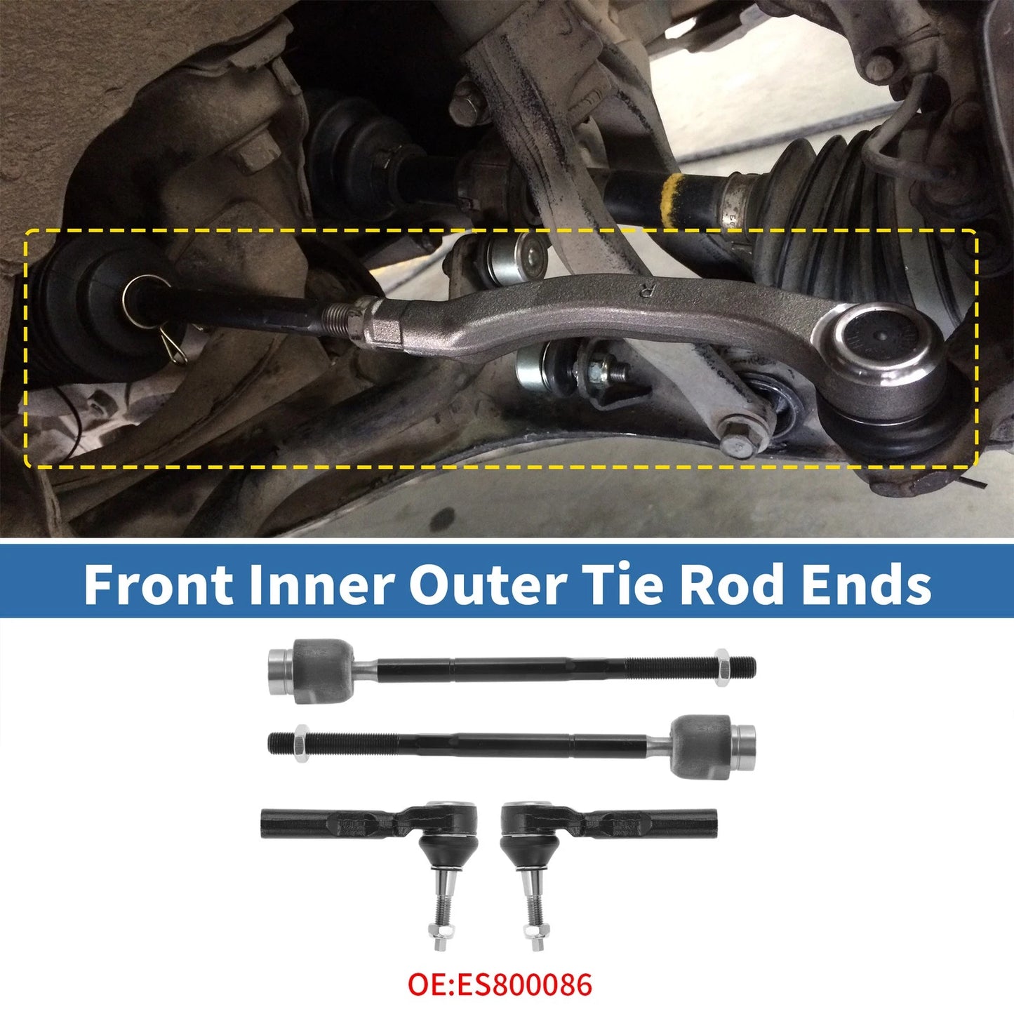 6 x Front Inner Outer Tie Rod End Link for Pontiac G6 (2005 - 2010)