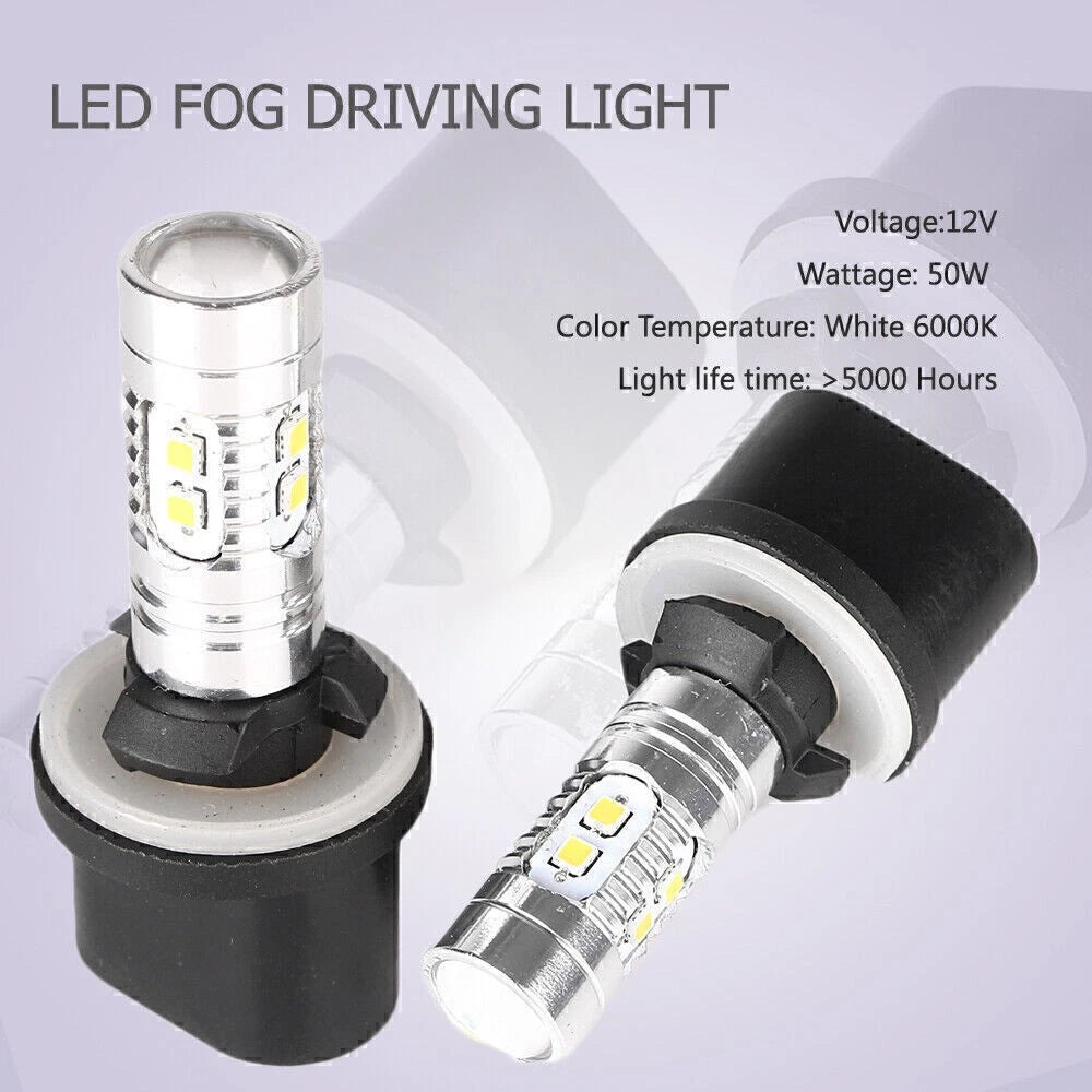 2 x 360° LED Fog Light Bulbs for Car Driving Lamp DRL 6000K HID White 880