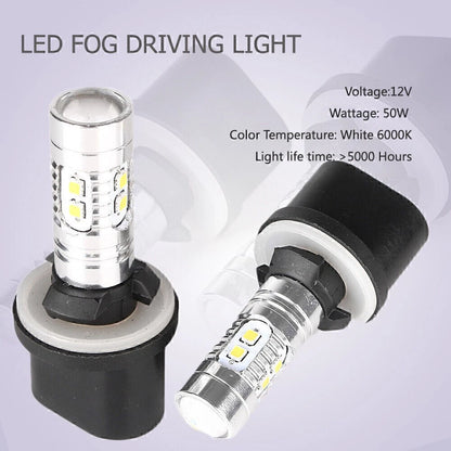 2 x 360° LED Fog Light Bulbs for Car Driving Lamp DRL 6000K HID White 880